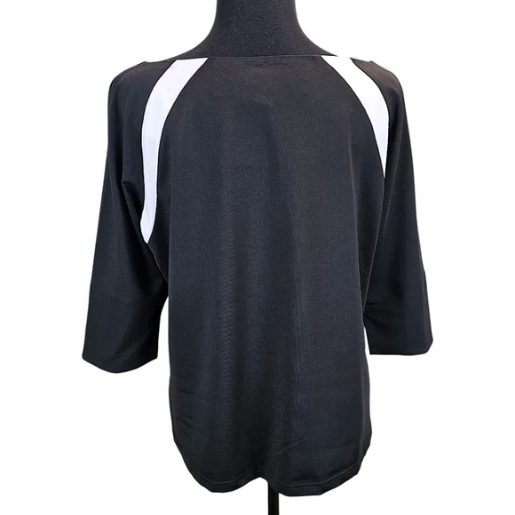 Gretchen Scott Jersey Tee Topper Medium Black 3/4 Sleeves Sporty Athleisure Golf - Picture 6 of 16